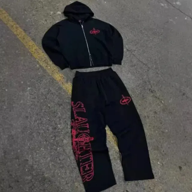 Corteiz × Slaughter Gang Hoodie and Joggers Set Slaughter Logo