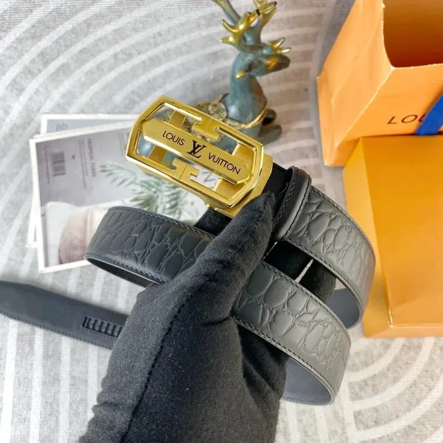 Louis Vuitton Reversible Belt Crocodile-Embossed Leather