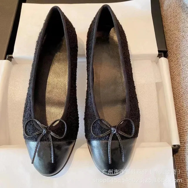Chanel Ballotin Flats Tweed Bow