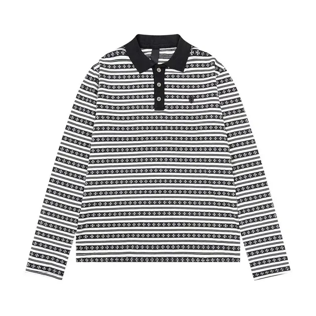Chrome Hearts Polo Shirt Cross Logo Stripe