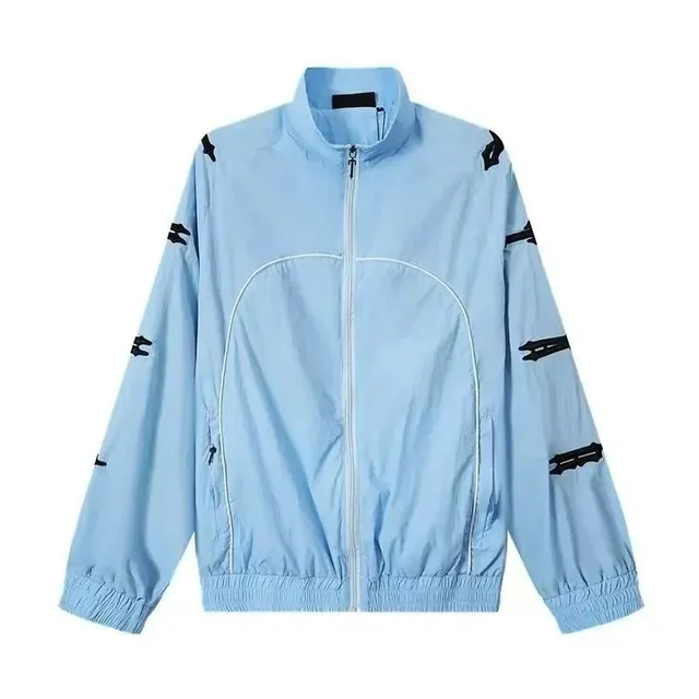 Balenciaga Track Jacket Light Blue with Black Logo Patches