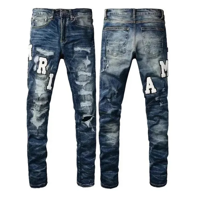 Distressed Logo Jeans Amiri Logo Patch