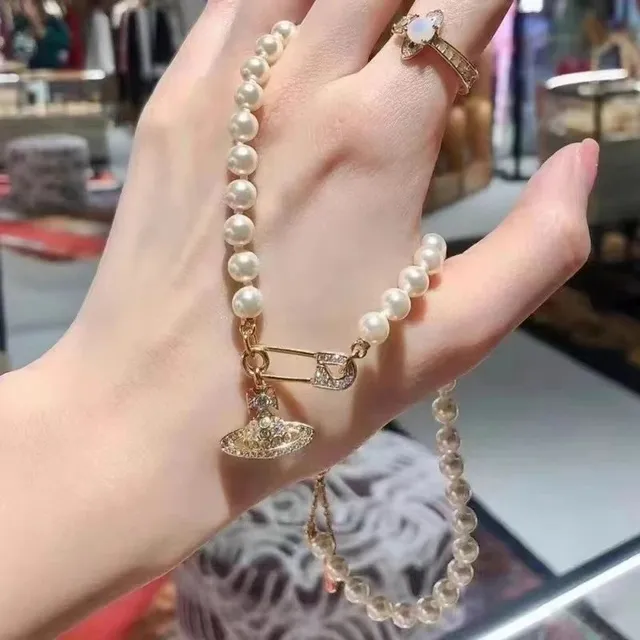 Vivienne Westwood Pearl Safety Pin Necklace