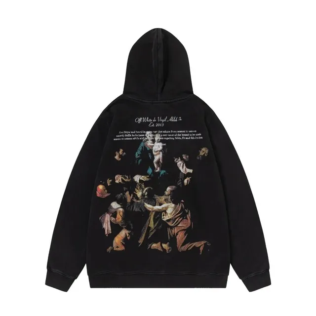 Off-White Hooded Sweatshirt Religious Art Print