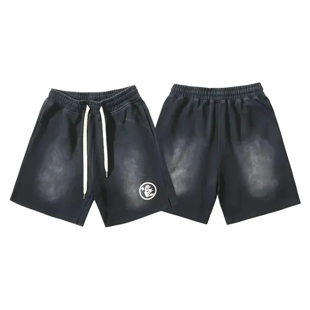 Hellstar Logo Shorts Washed Black