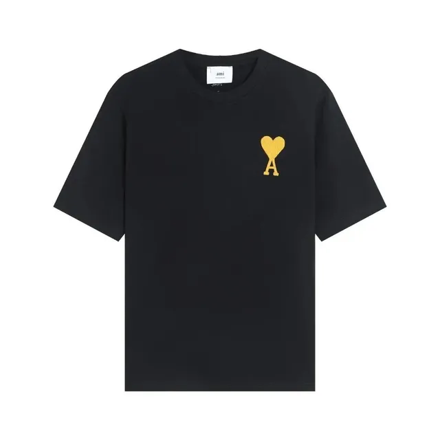 AMI Paris Heart Logo T-Shirt Gold Embroidered Heart