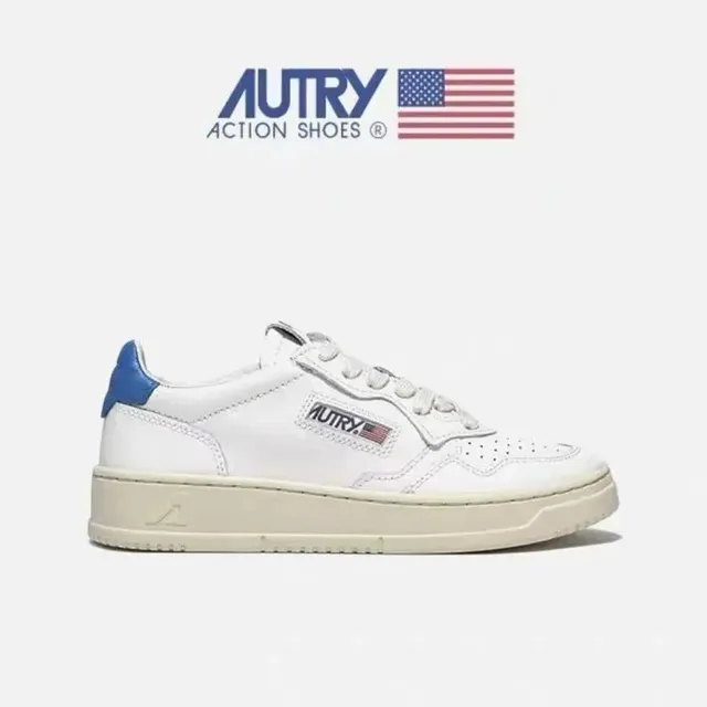 Autry Medalist Low White with Blue Heel Tab