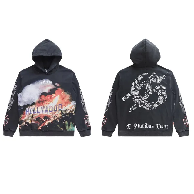 Broken Planet Hooded Sweatshirt Hollywood Fire Print