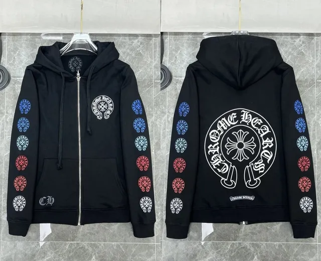 Chrome Hearts Zip-Up Hoodie Multi-Logo Embroidered