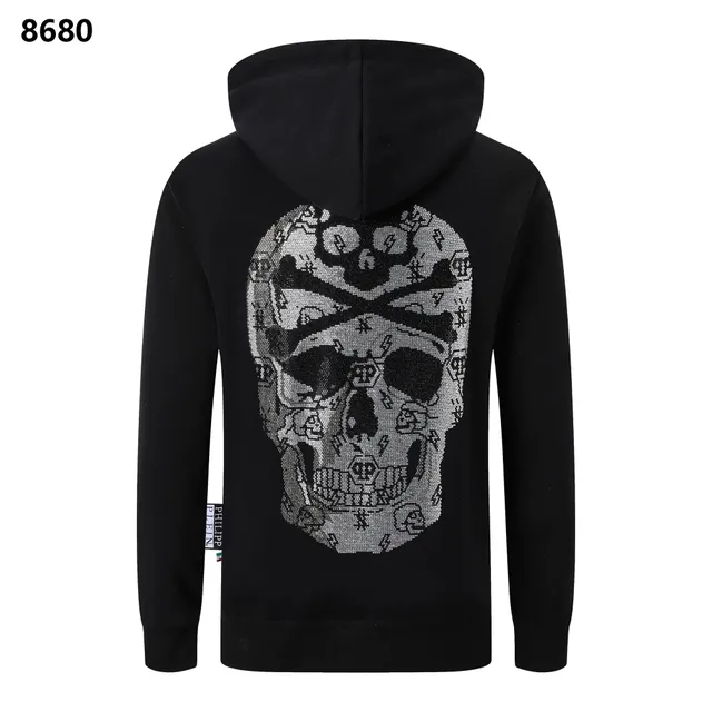 Philipp Plein Skull Hoodie Crystal Skull Print