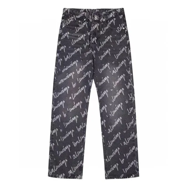 Balenciaga Logo-Print Jeans All-Over Script Print