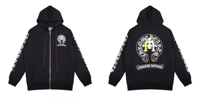 Chrome Hearts Zip-Up Hoodie Cross Logo Print