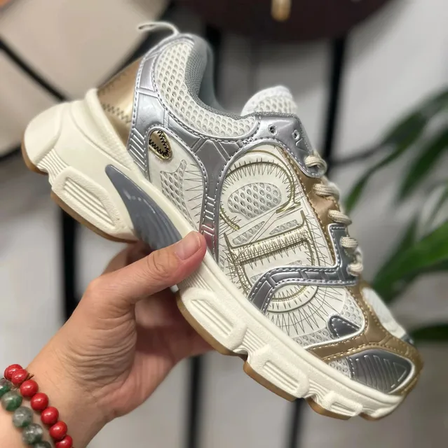 Balenciaga Triple S Metallic Silver and Beige