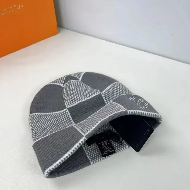 Hermès Knit Beanie Checkered Pattern