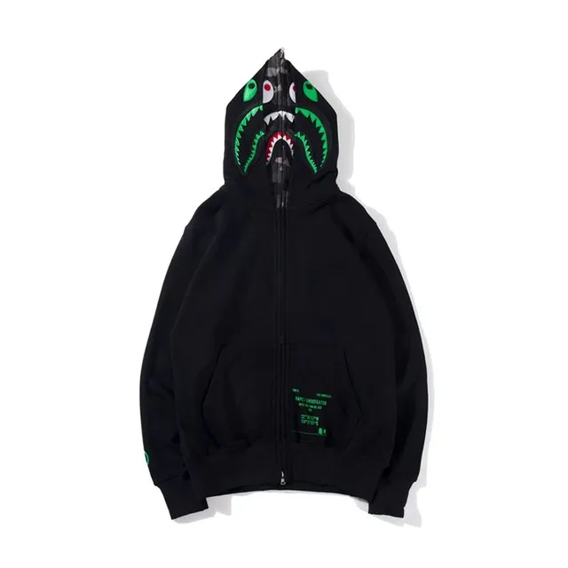 BAPE Shark Hoodie Black with Green Shark Face