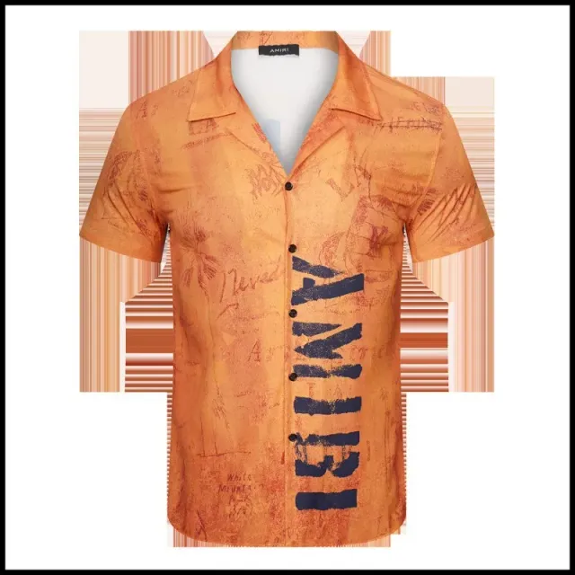 Amiri Short-Sleeve Button-Up Shirt Printed Logo