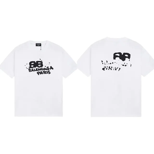 Balenciaga Logo Print T-Shirt Splatter Logo