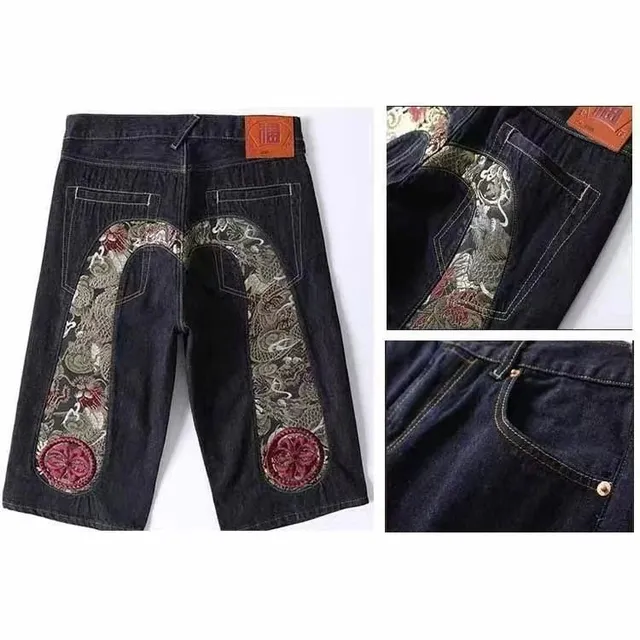 Evisu Dragon Embroidered Shorts Dragon Patch