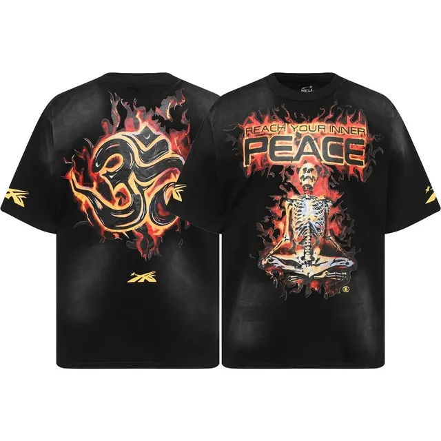 Hellstar Graphic Tee Flame Skeleton Om