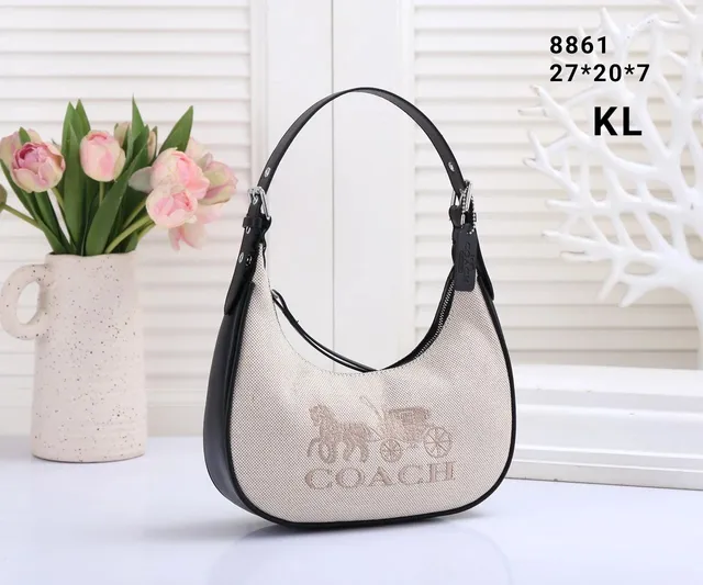 Coach Hobo Bag Canvas with Leather Trim