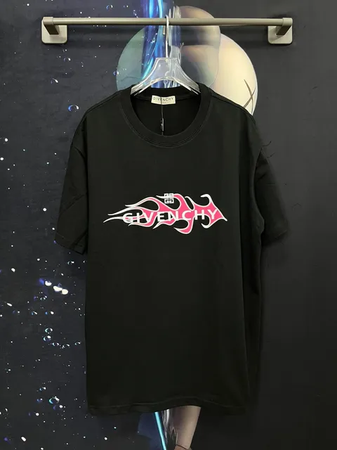 Givenchy Flame Logo T-Shirt Pink Flame Print