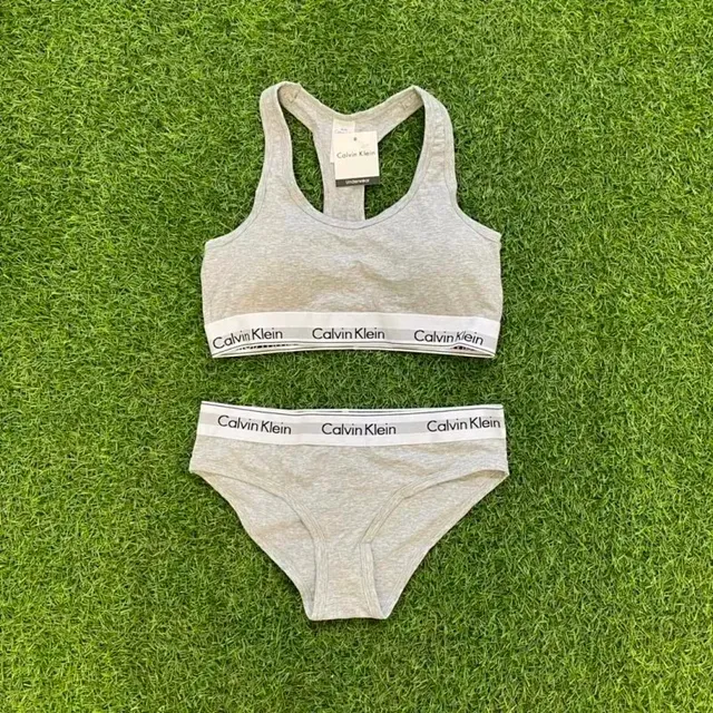 Calvin Klein Modern Cotton Bralette & Brief Set Heather Grey
