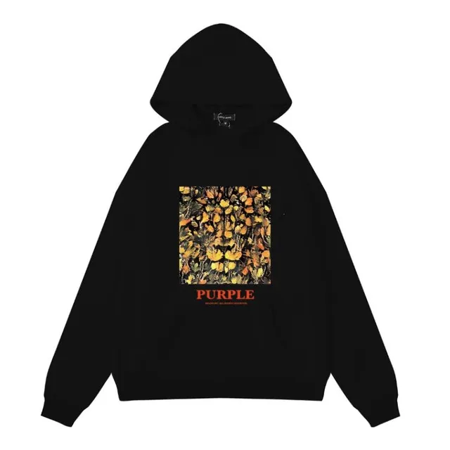Purple Brand Hoodie Leaf Print
