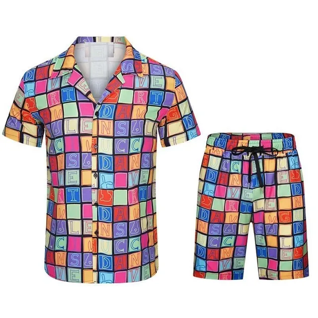 Gucci Printed Shirt and Shorts Set Alphabet Block Print