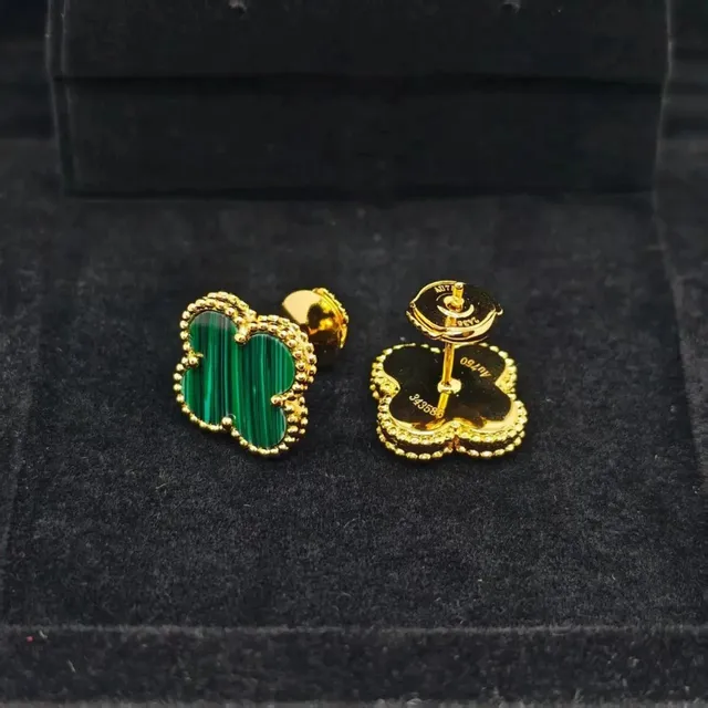 Van Cleef & Arpels Alhambra Earrings Malachite