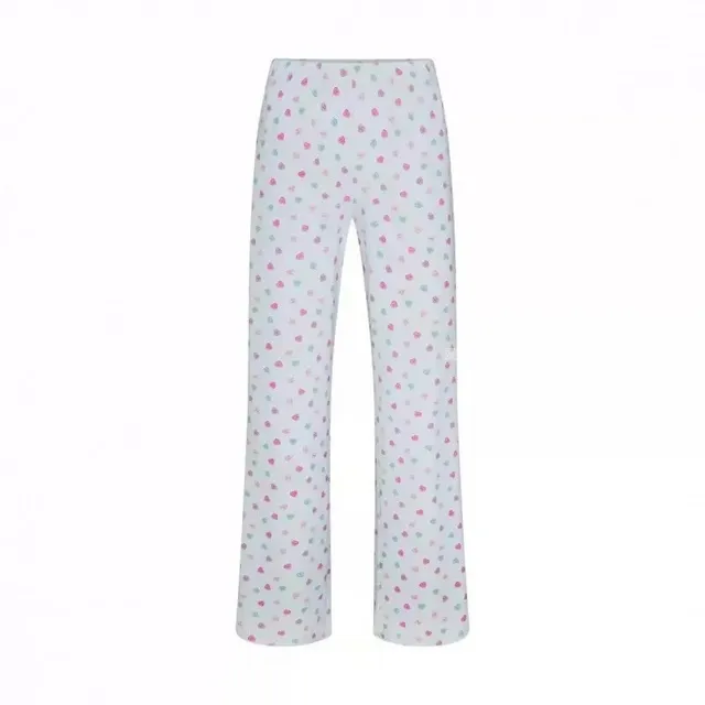 Printed Wide-Leg Trousers Heart Print