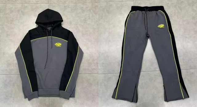 Broken Planet Hoodie and Joggers Set Grey Black Neon Yellow