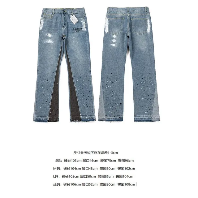 Gallery Dept. Distressed Wide-Leg Jeans Paint-Splatter & Panelled