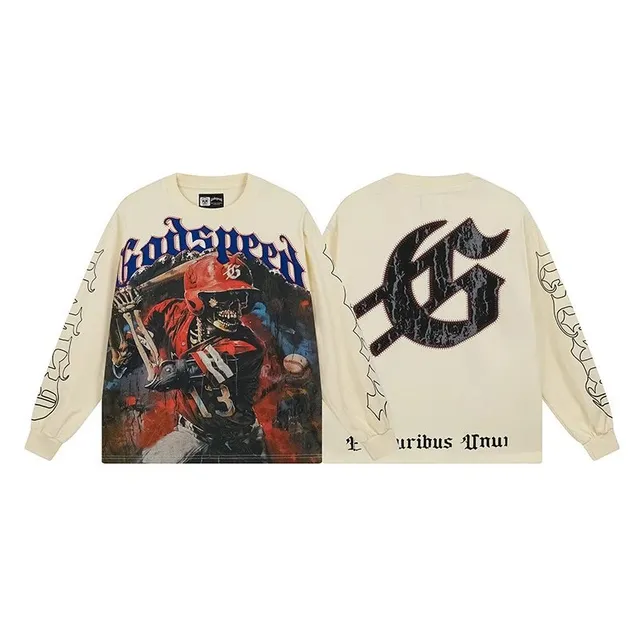 Godspeed Long Sleeve Tee Skeleton Baseball Graphic