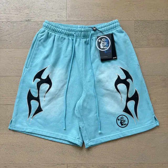 Hellstar Flame Shorts Ice Blue