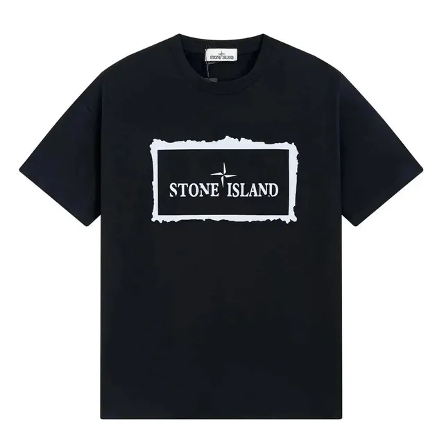 Stone Island Logo T-Shirt Ripped Logo Print