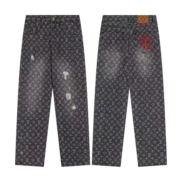 Louis Vuitton Monogram Denim Jeans Distressed