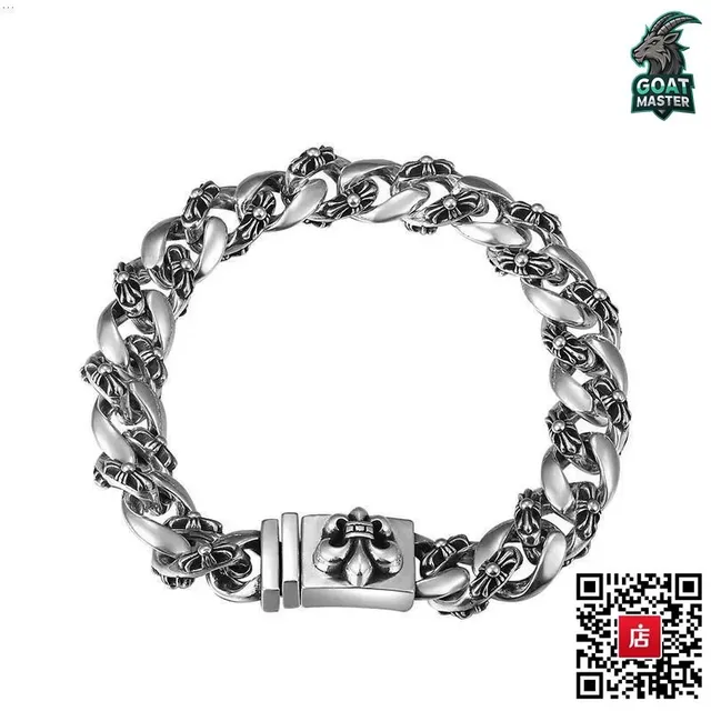 Chrome Hearts Curb Link Bracelet Fleur-de-Lis Clasp