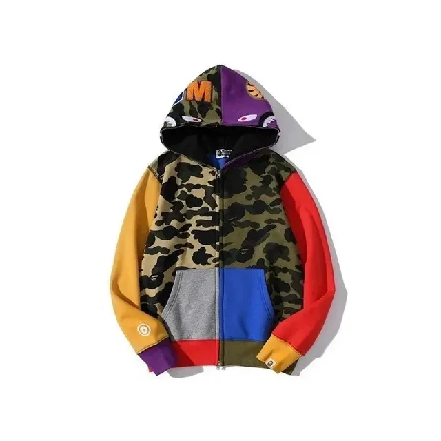 BAPE Shark Full Zip Hoodie Multi-Color Camo Patchwork