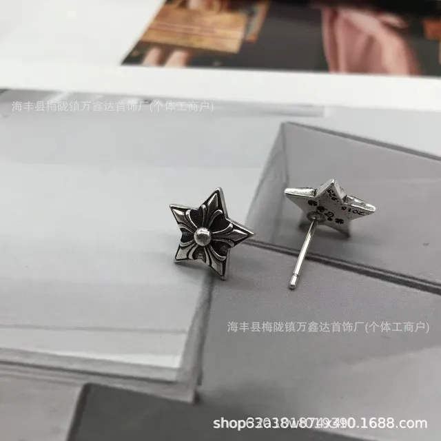 Chrome Hearts Star Stud Earrings Cross Motif