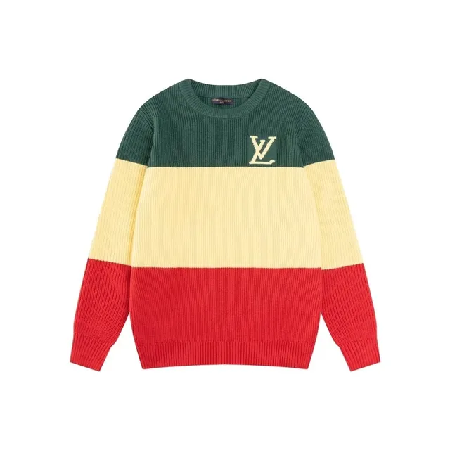 Louis Vuitton Striped Knit Sweater Tri-Color Block with LV Logo