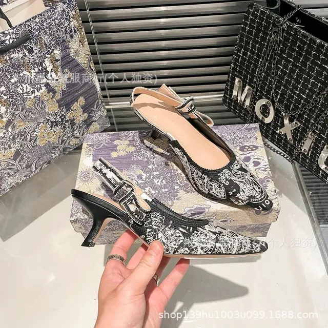 Dior Slingback Heel Printed Saddle