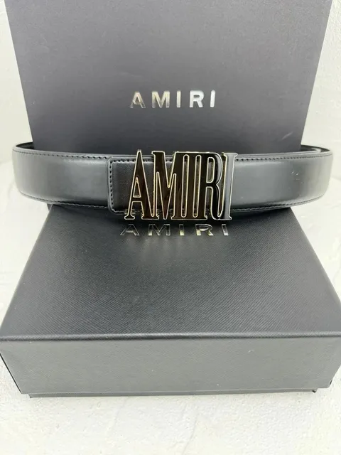 Amiri Logo Belt Black Leather