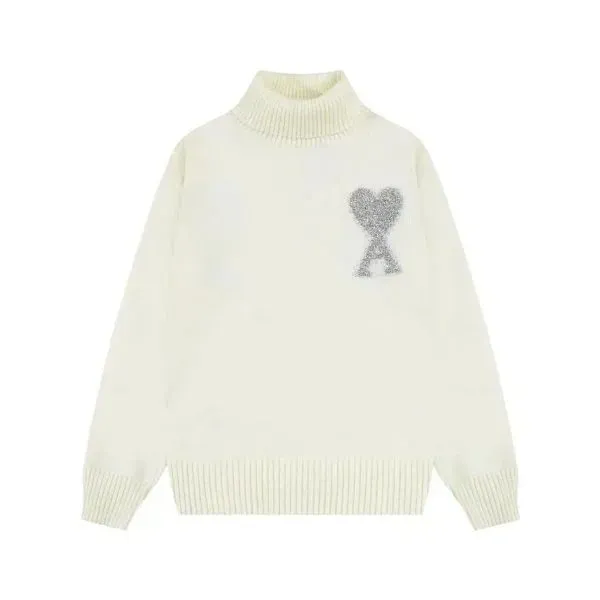 Amiri Turtleneck Sweater Crystal Heart Logo