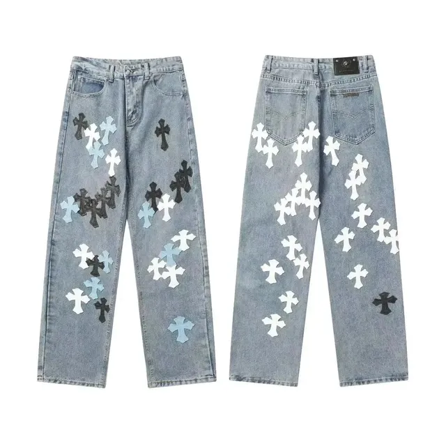 Chrome Hearts Cross Patch Jeans Multi-Cross Embroidered