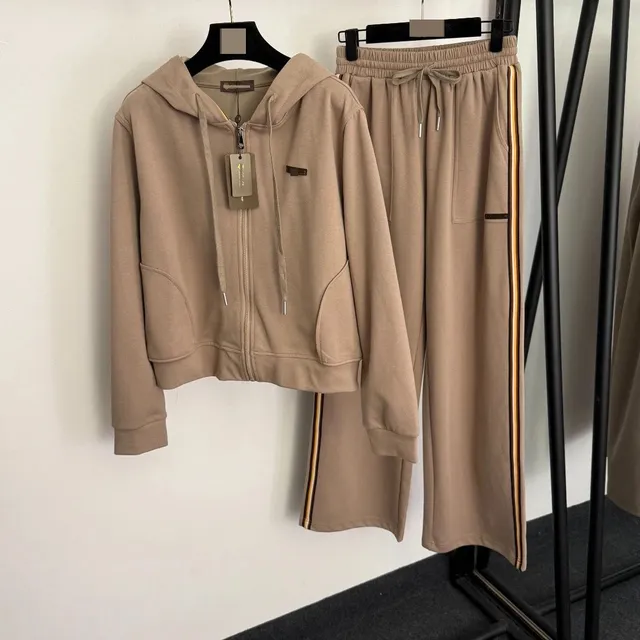 Hoodie and Jogger Set Beige Two-Piece