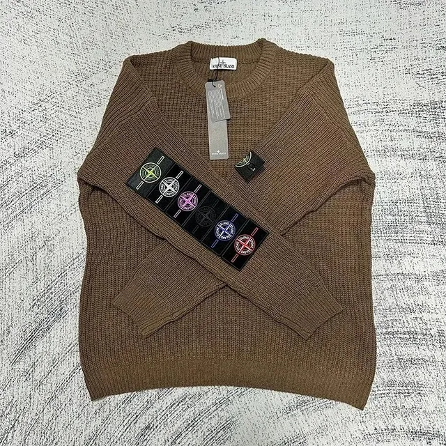 Stone Island Ribbed Crewneck Sweater Olive Brown