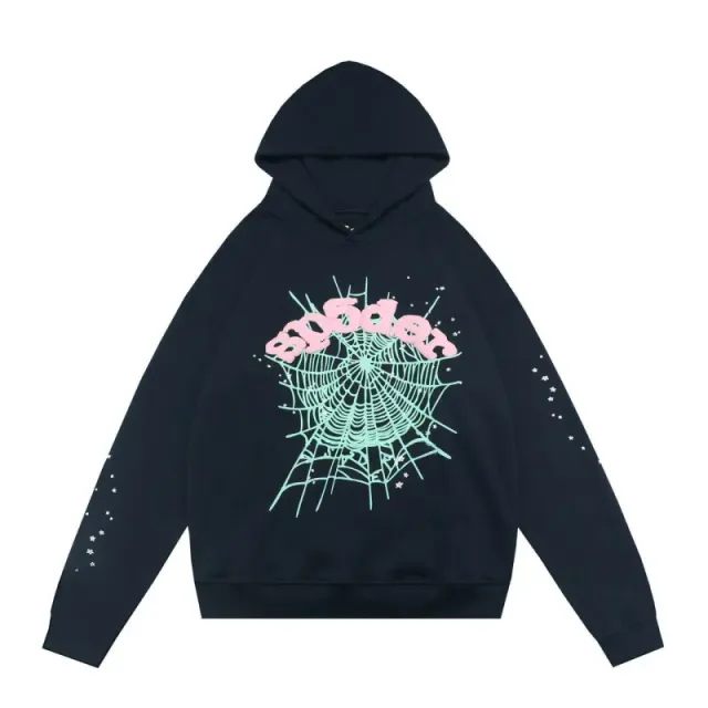 Sp5der Spiderweb Hoodie Pink & Mint Graphic