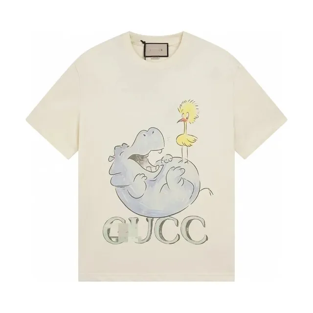 Gucci Graphic T-Shirt Hippo and Flamingo Print