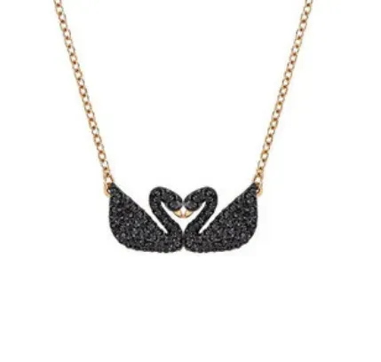 Double black swan necklace