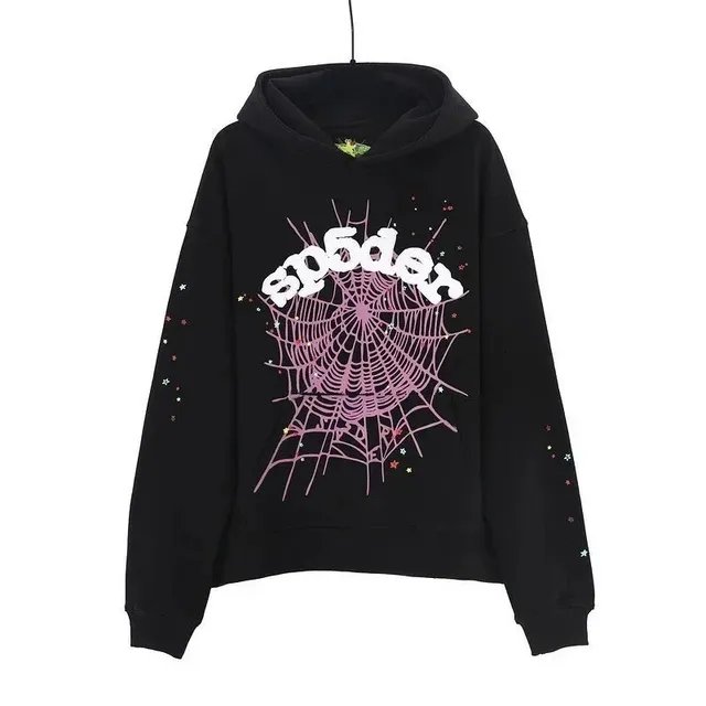 Sp5der Spider Web Hoodie Pink Spiderweb Print